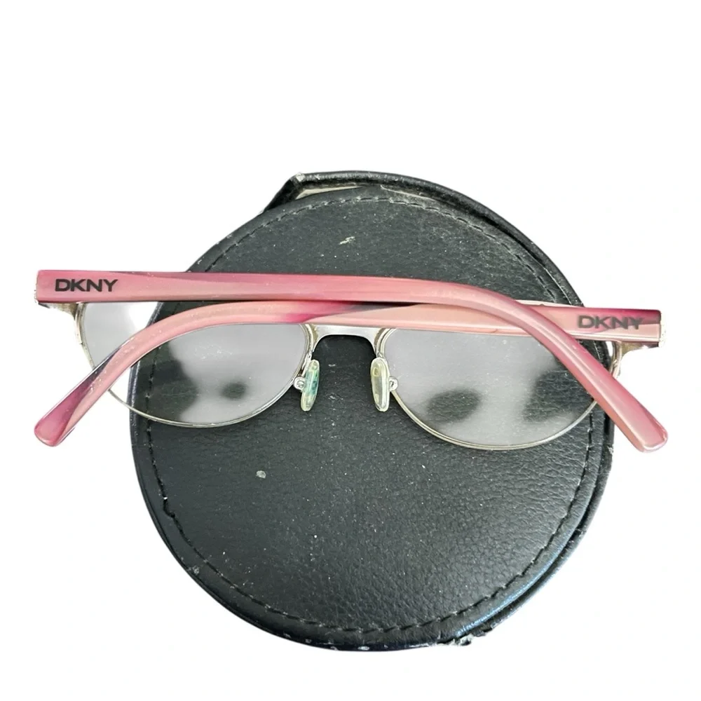 DKNY by Donna Karen Pink and Silver Semi-Rimless cat eye frames glasses
